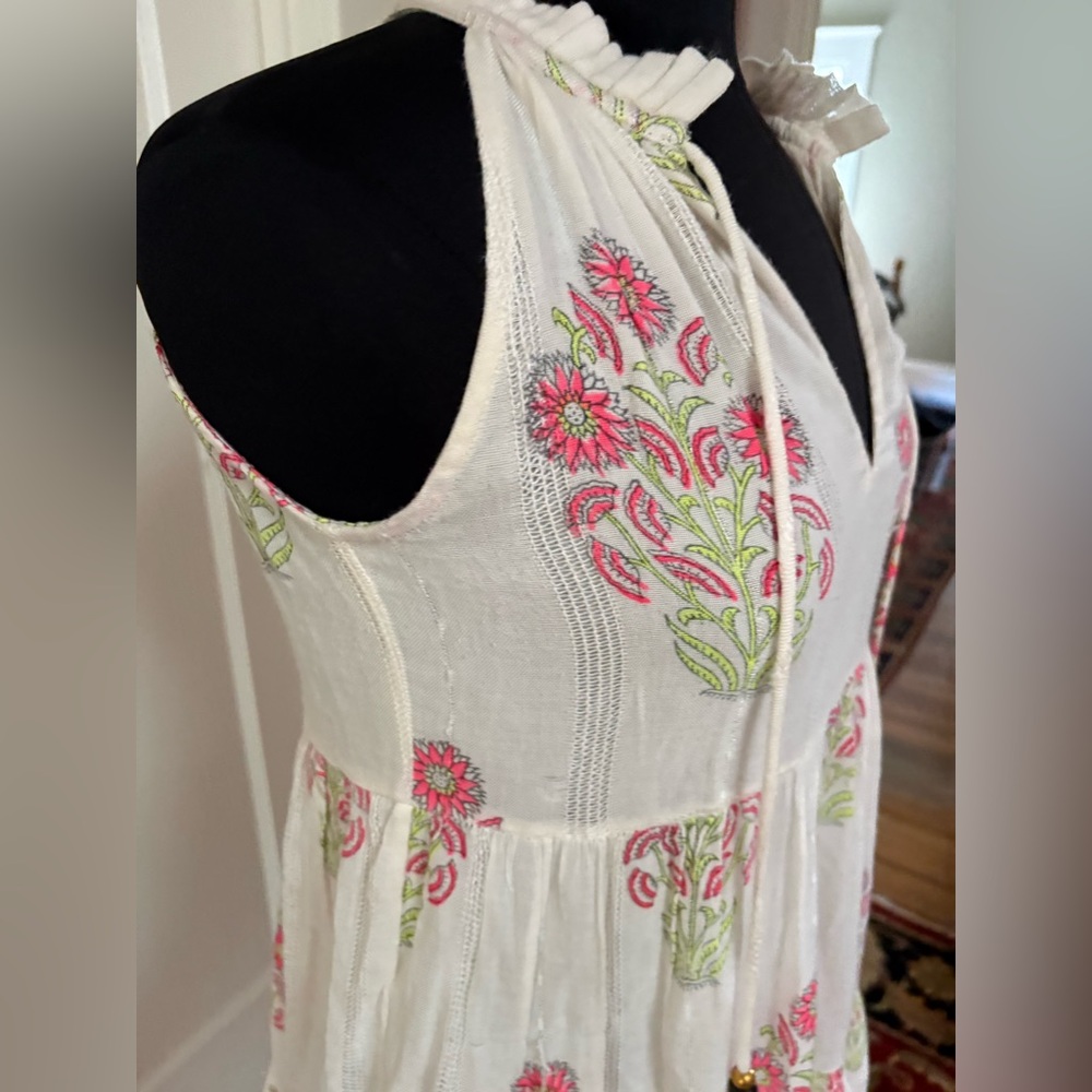 Oliphant Cream Dress with Pink Floral Details - Picture 4 of 13